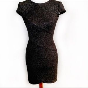 Aidan Mattox Black and Gold Sheath Dress